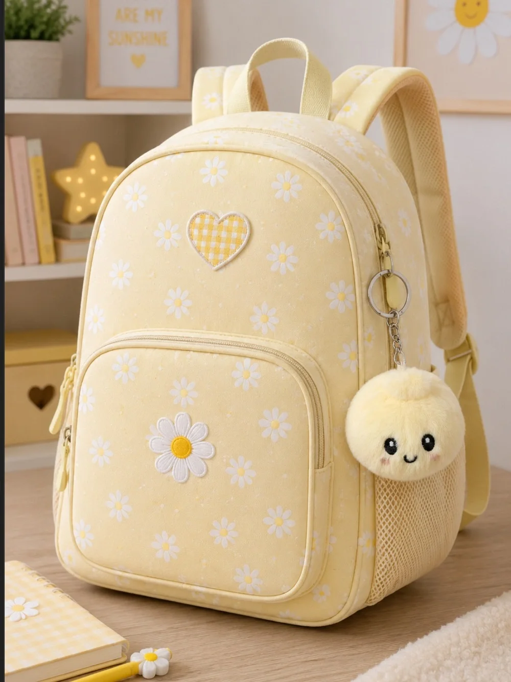 NWT Girls Plush Yellow Dumpling Bag Charm Keychain‎ Embroidered Face Gift Viral